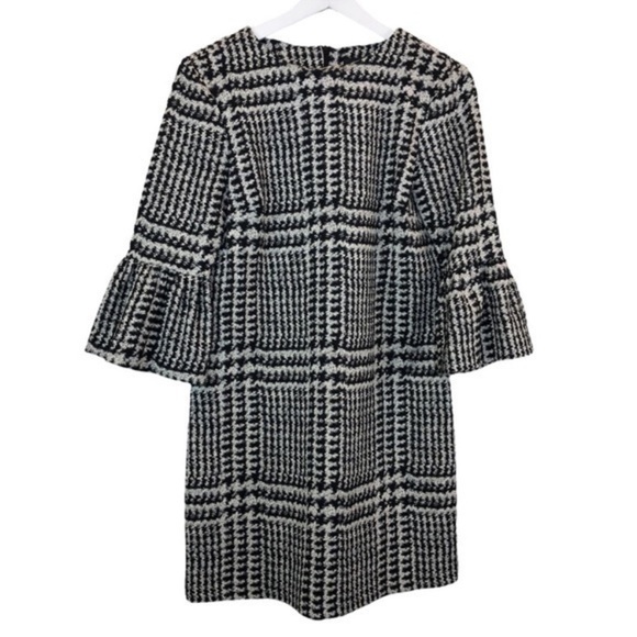 Zara Houndstooth Bell Sleeve Dress New - Picture 4 of 10